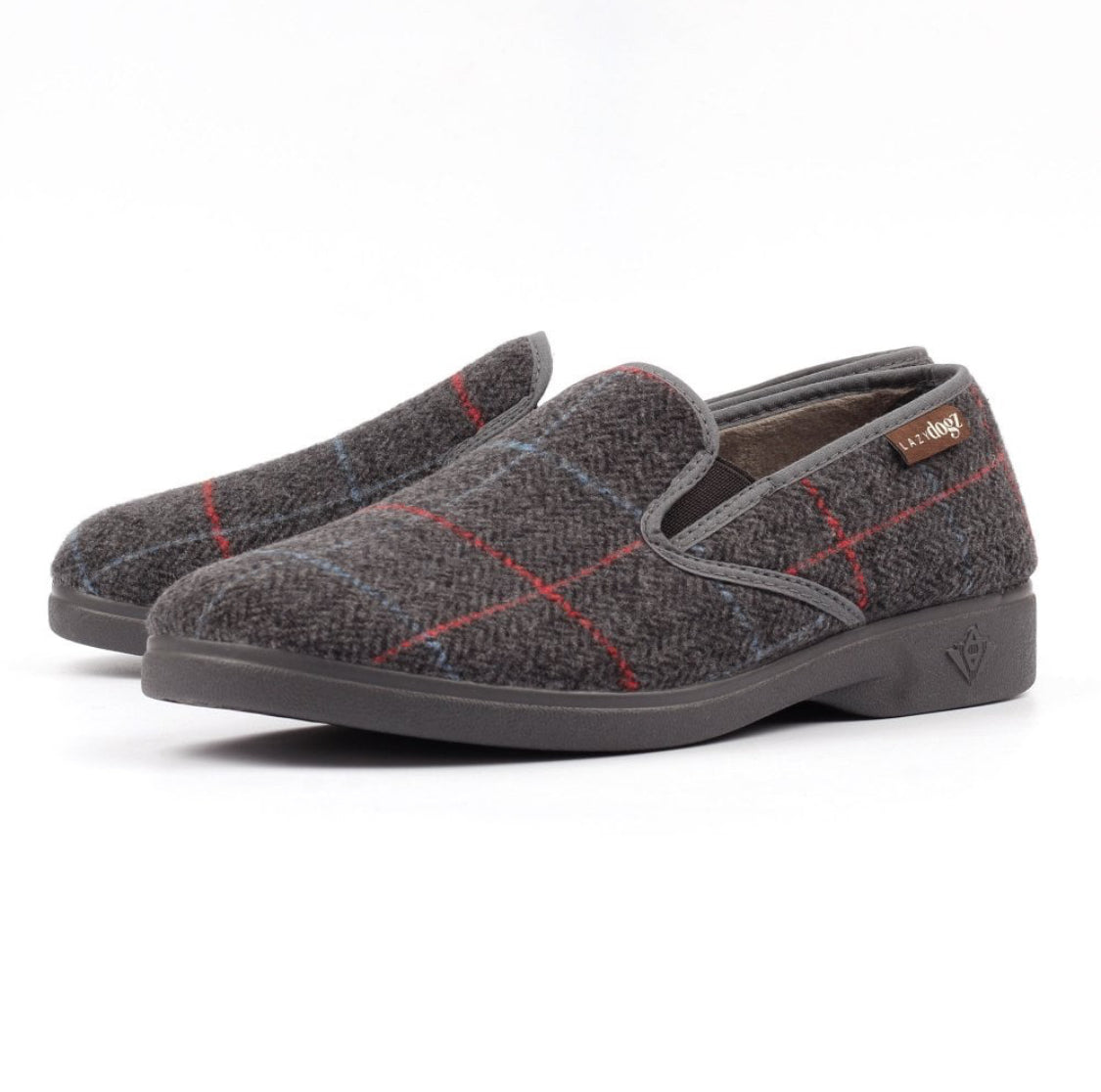 Lazy Dogz - 'Hughes' Mens Grey Check Slipper
