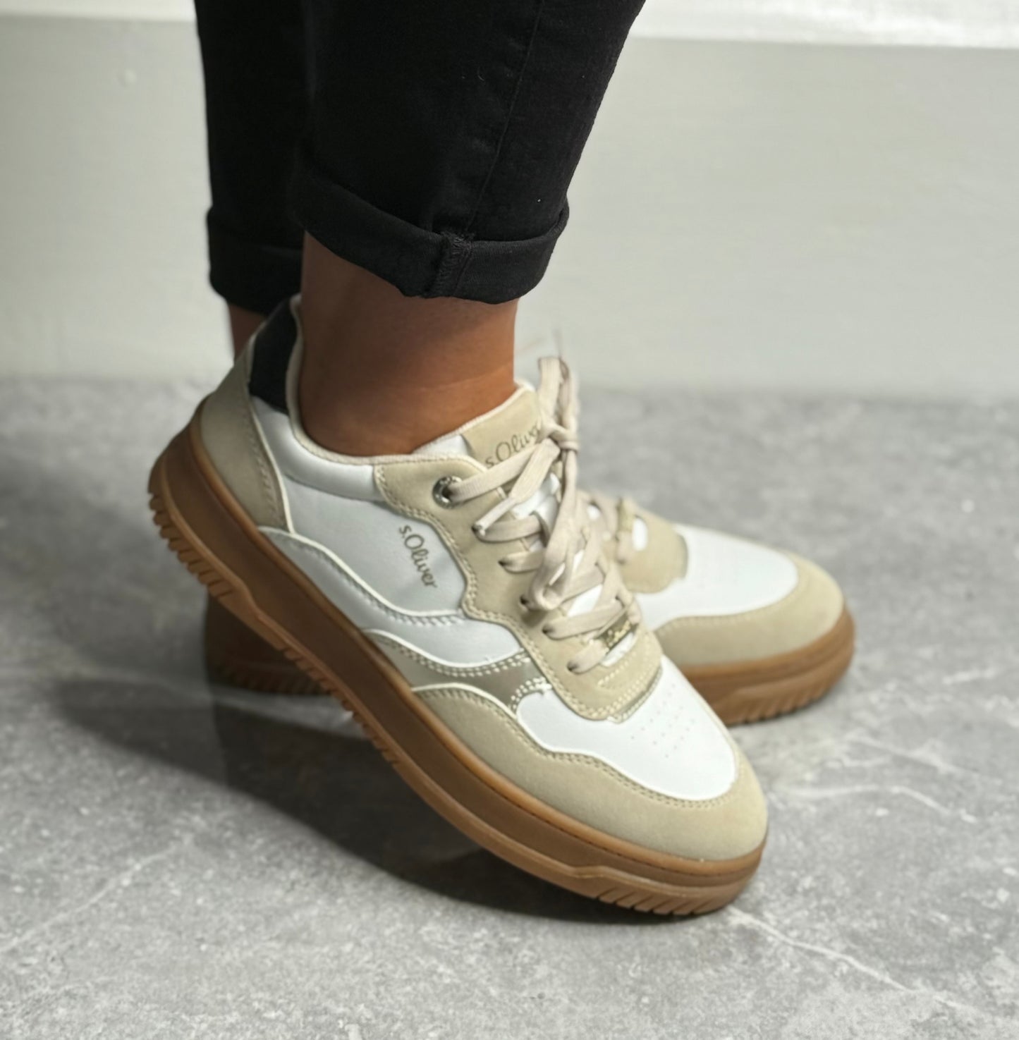S Oliver - White Combo Gum Sole Trainer