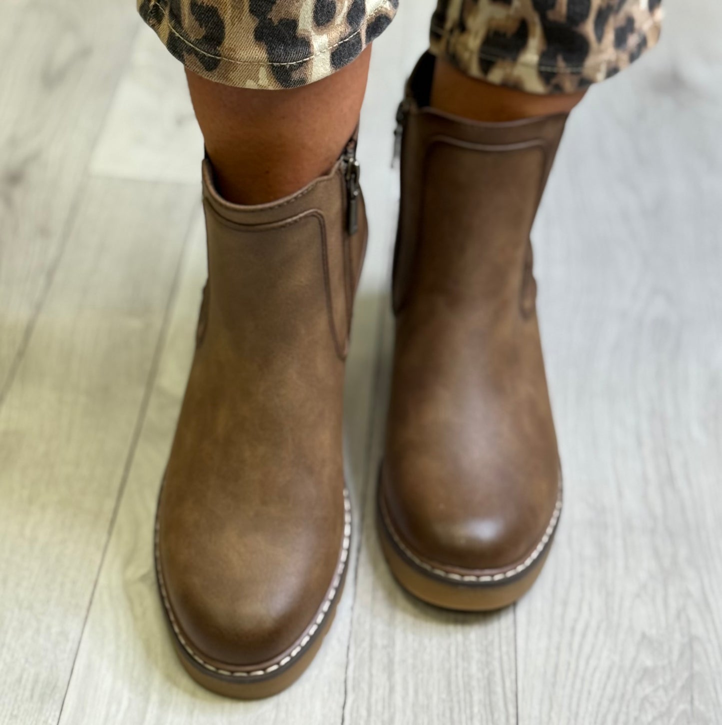 Lunar - 'Connie' Brown Wedge Ankle Boot