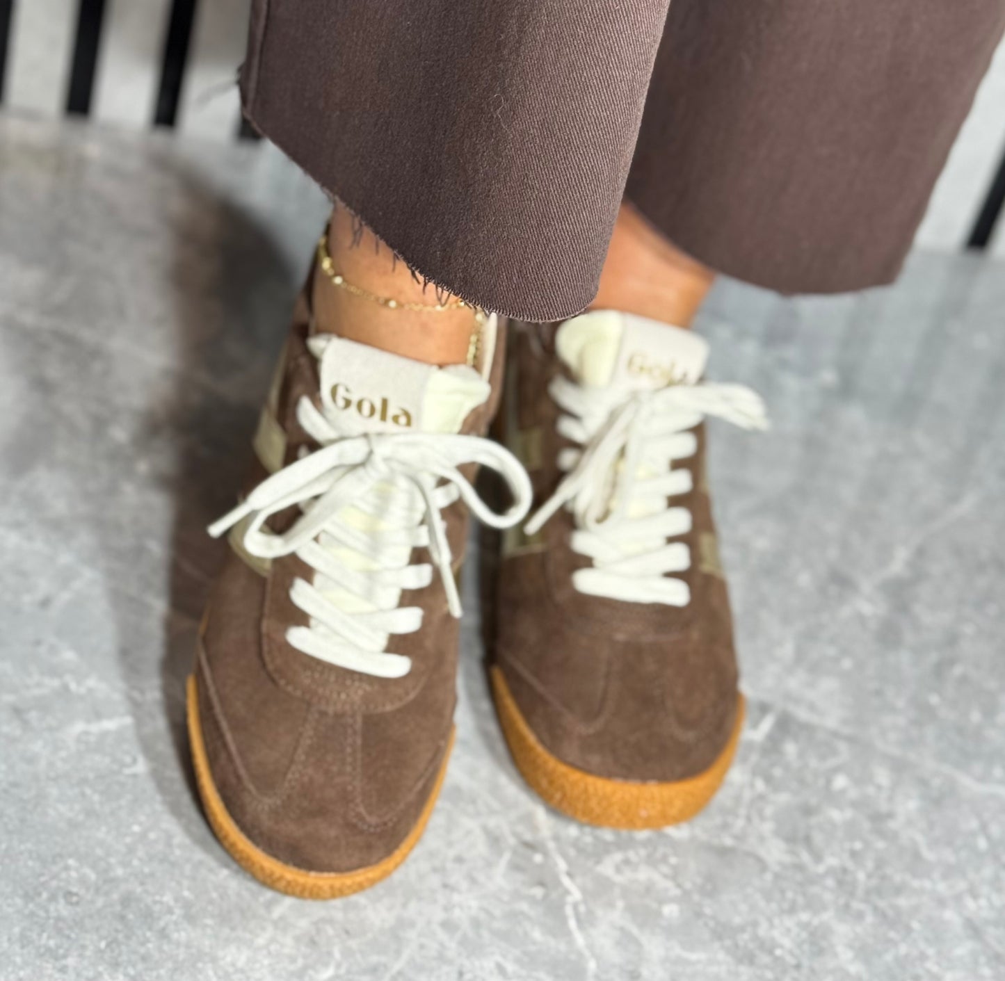 Gola - 'Elan Glitz' Dark Brown/Gold/Cameo Trainer