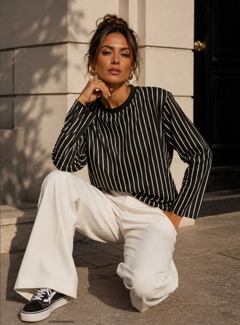 Black Stripe L/S Top