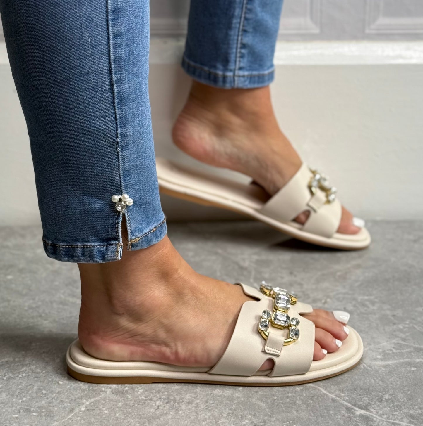 Lotus - 'Fano' Beige Mule Sandal