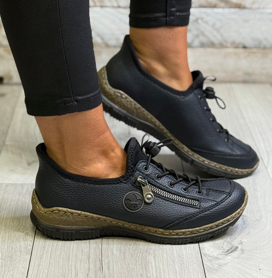 Rieker - Dark Navy Ready 2 Go Casual Leather Shoe