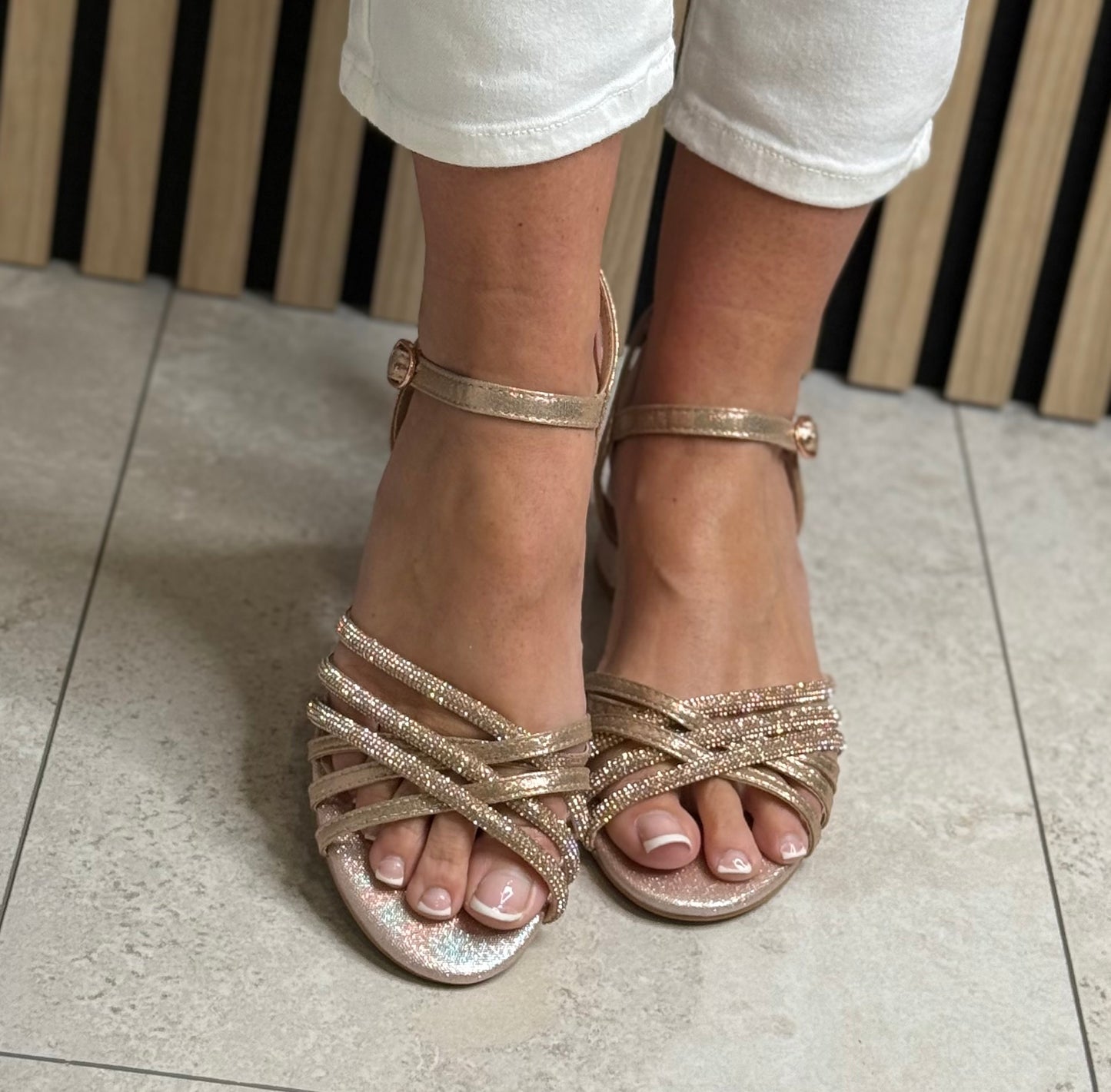 Lunar - 'Imani' Rose Gold Block Heel Sandal