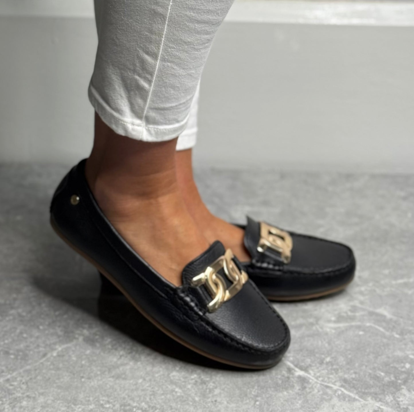 Lotus - 'Martino' Black Leather Loafer