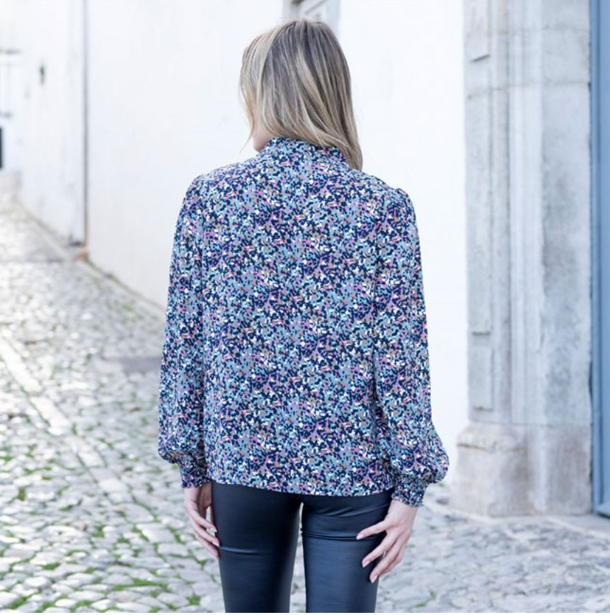 Marble - Teal/Navy Relaxed Fit Printed Blouse