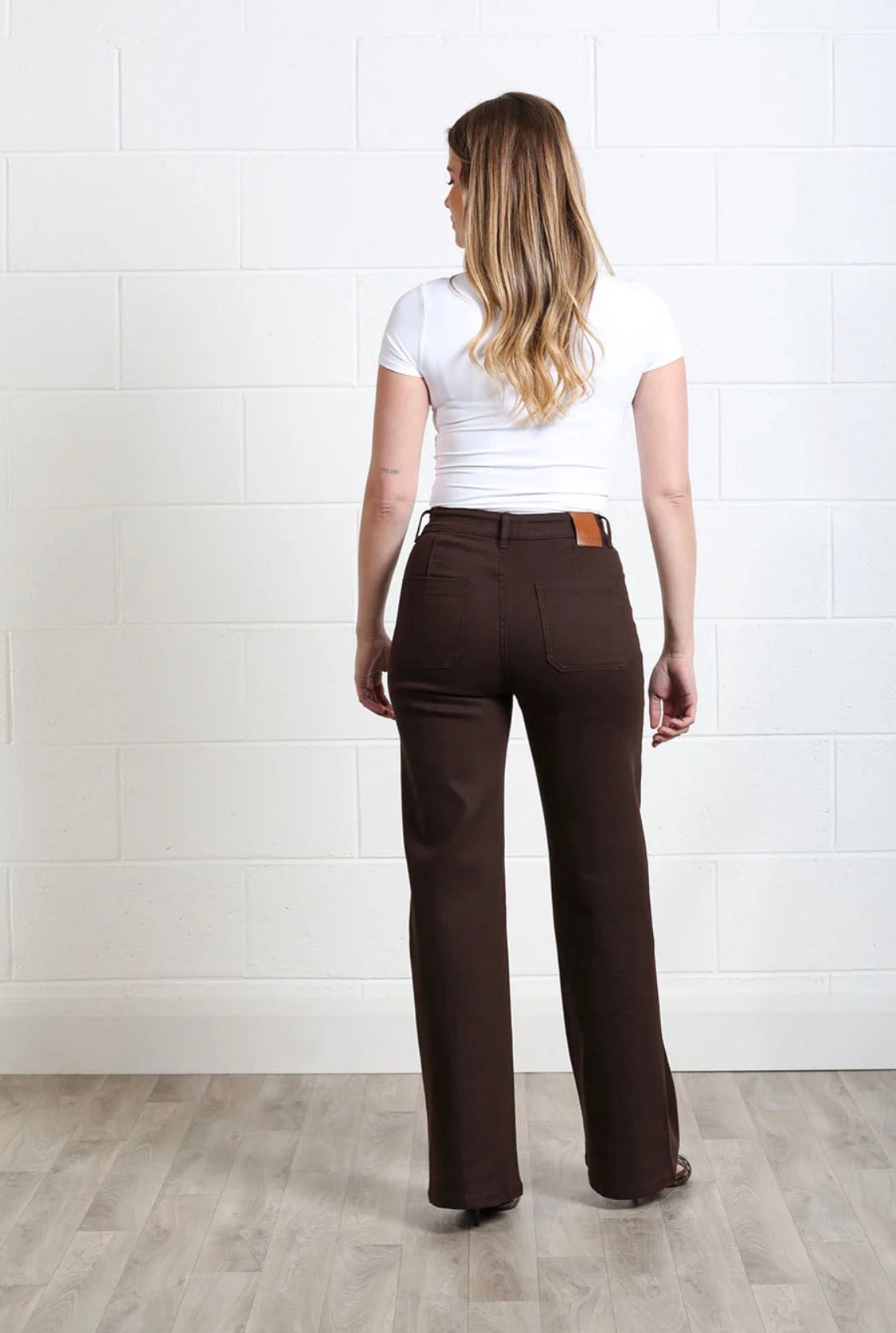 Rant & Rave - Harriet Chocolate Pintuck Wide Leg Jean