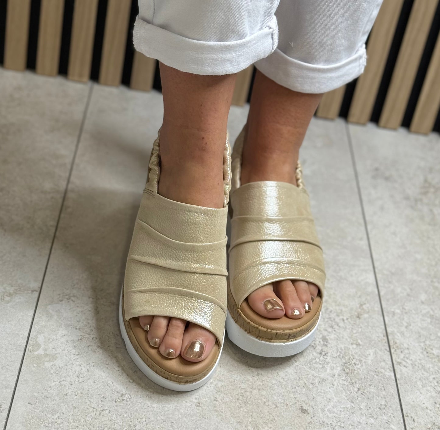 Lotus - 'Jessie' Gold Platform Sandal
