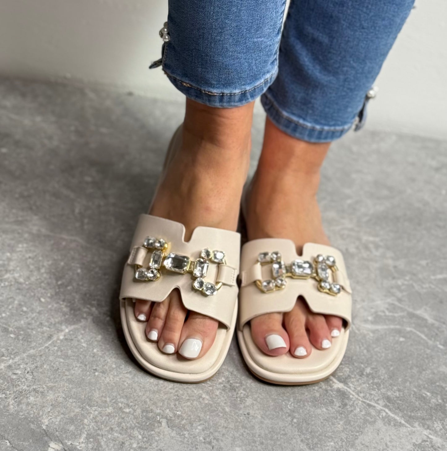 Lotus - 'Fano' Beige Mule Sandal