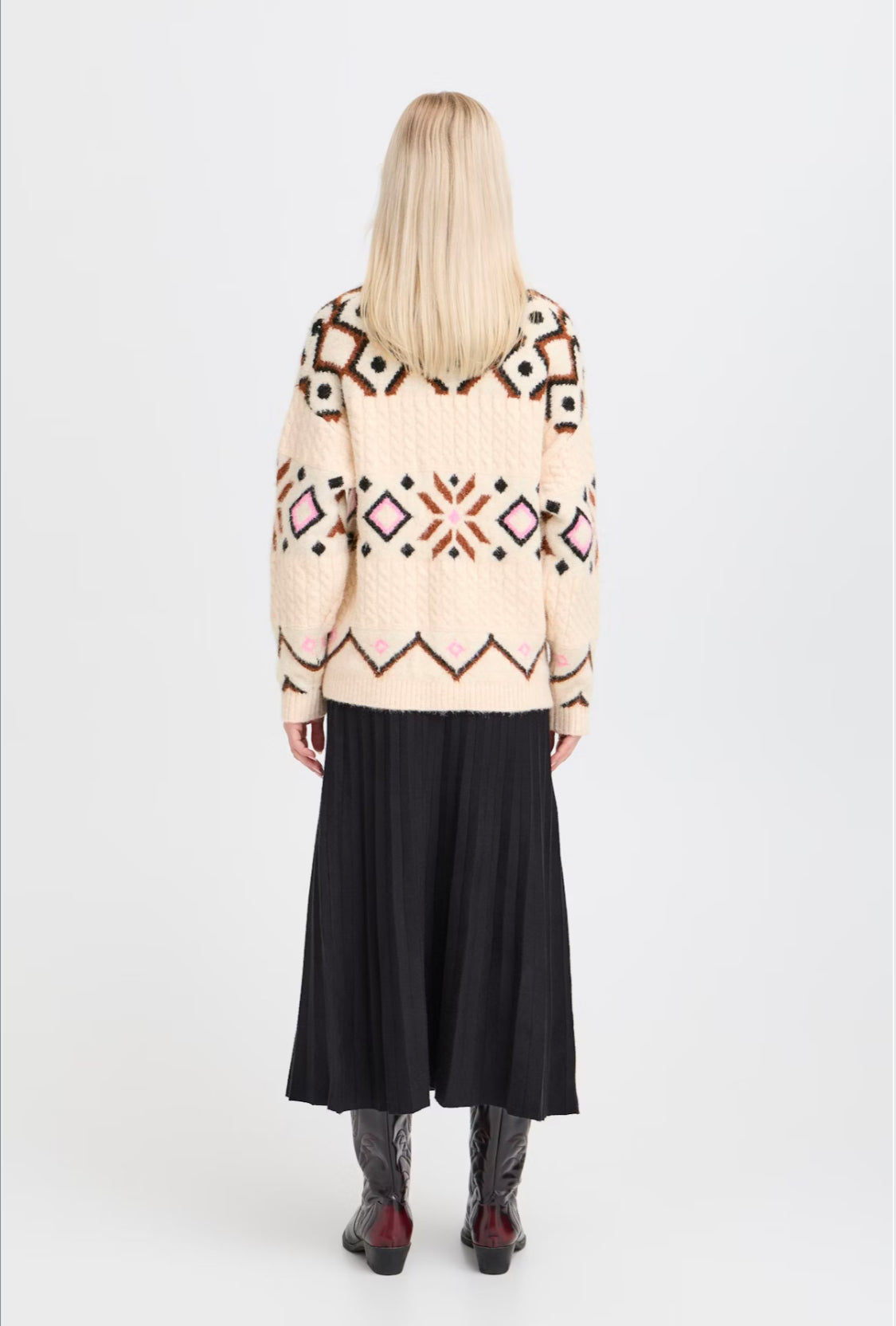 b.young - Cream Pattern Cardigan