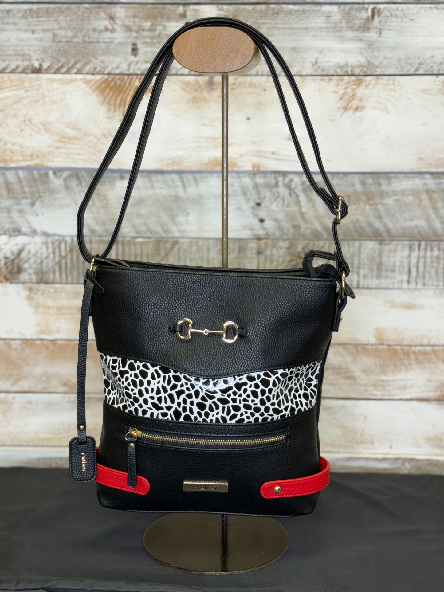 Rieker - Black/White Detailed Crossbody (H1517-01)
