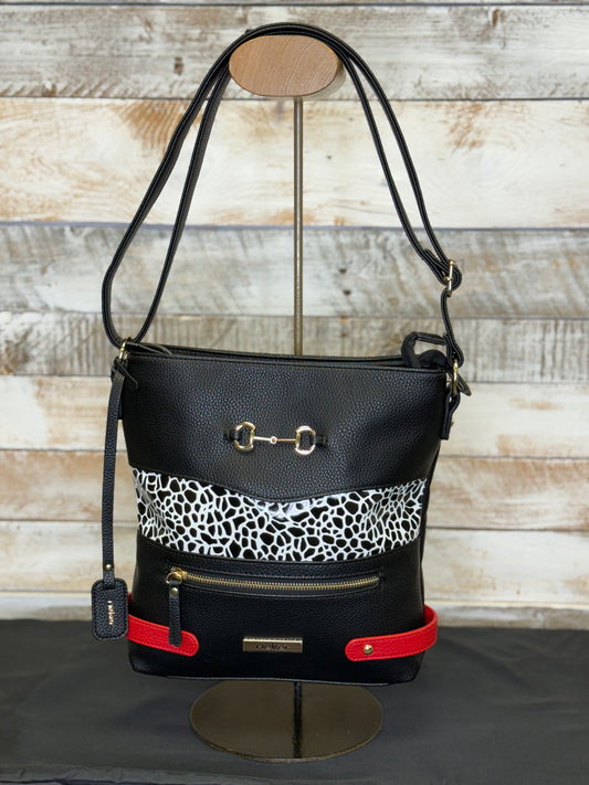 Rieker -  Black/White Detailed Crossbody (H1517-01)