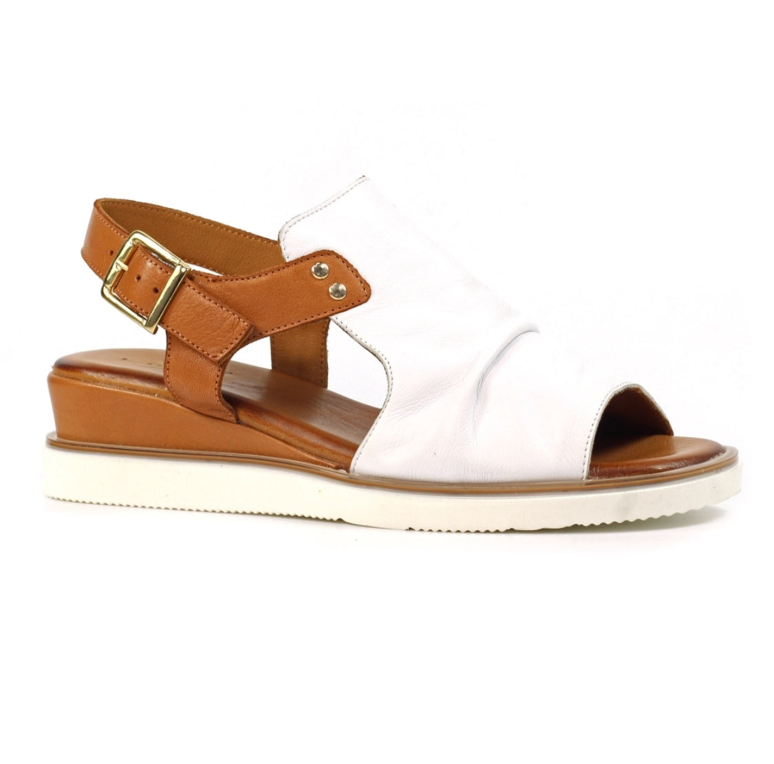 Lunar - 'Steffi' White/Tan Leather Sandal