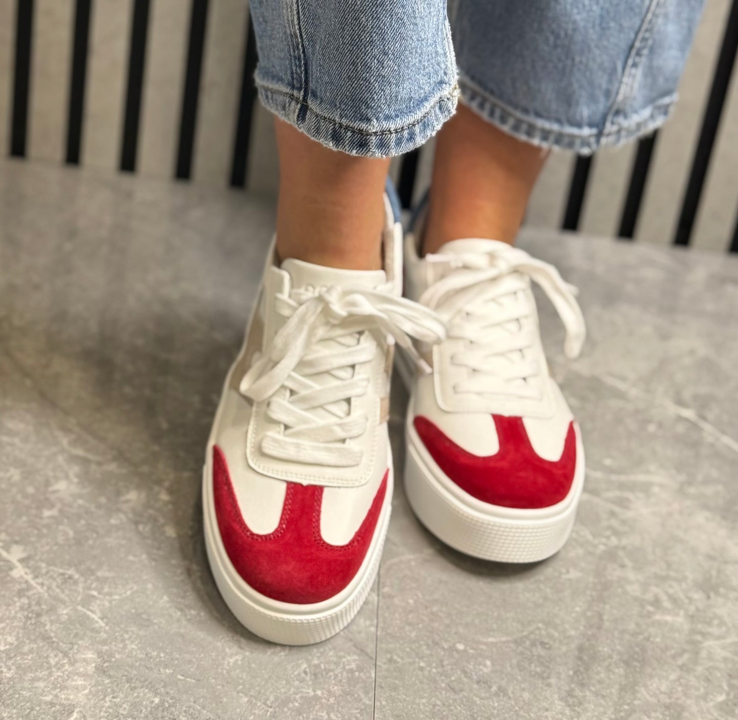 Patrizio Como - 'Parma' White/Red Leather Trainer