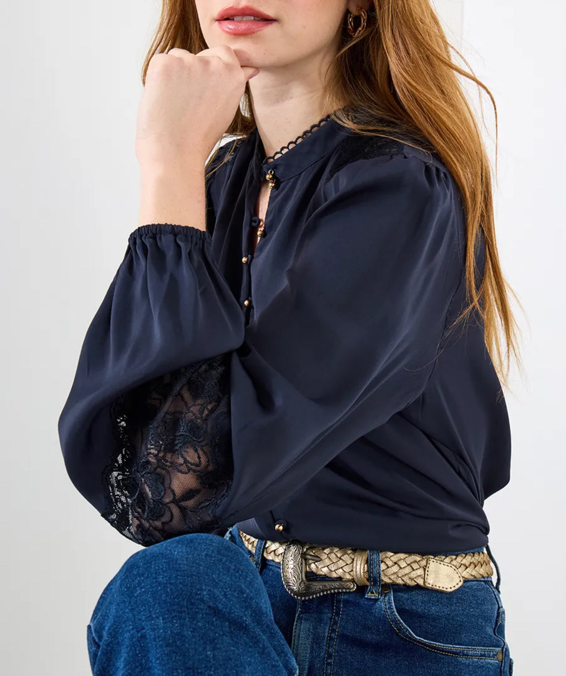 Joe Browns - 'Suzanna’ Navy Satin Blouse.
