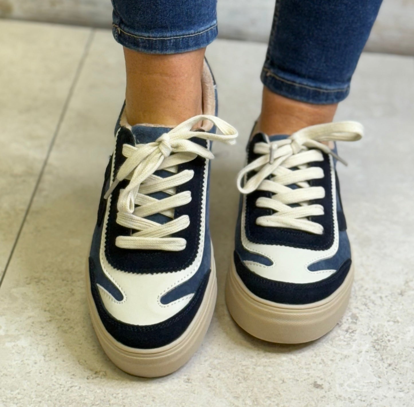 Drilleys- 'Eighty' Royal Blue Platform Trainer