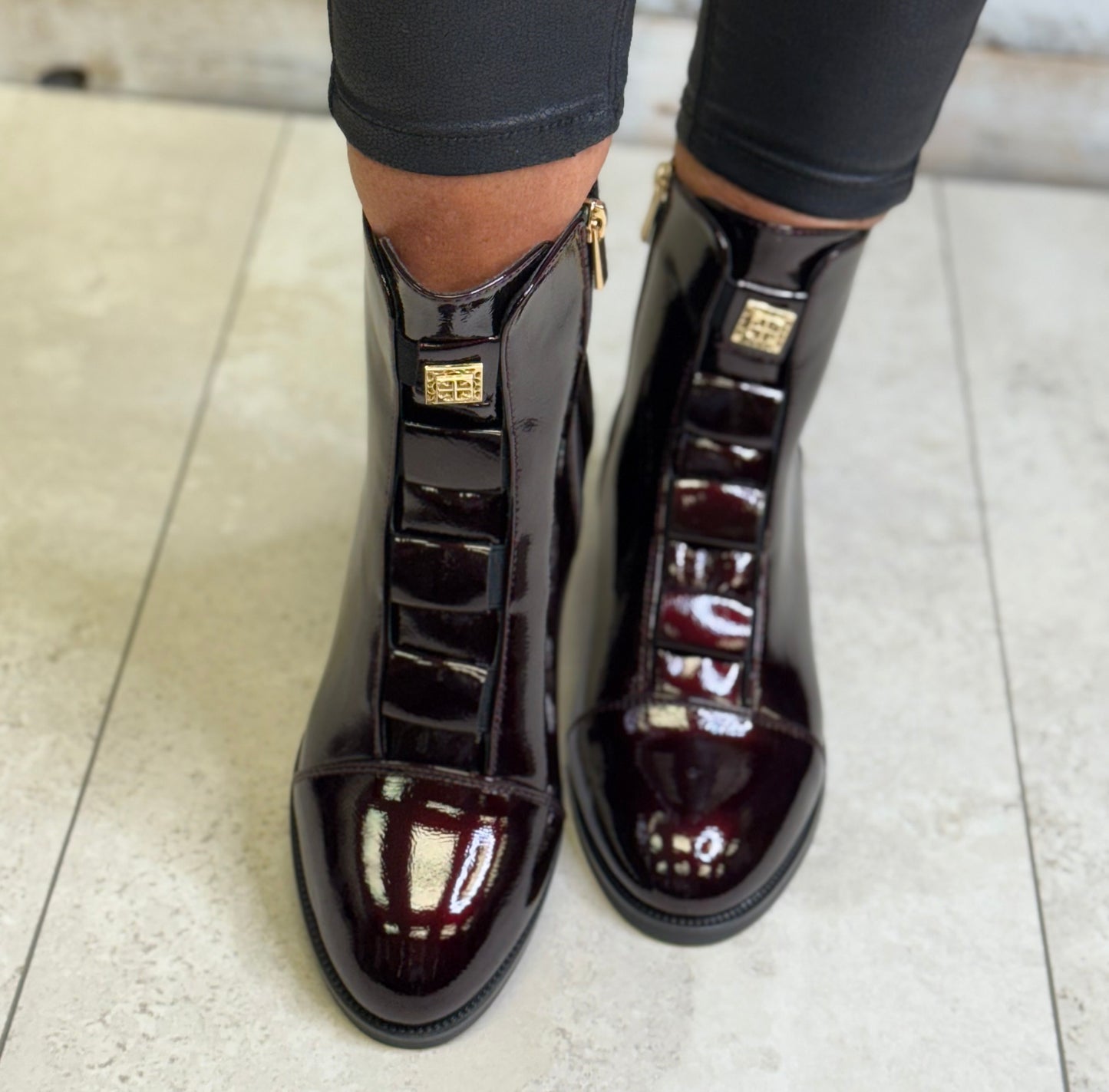Patrizio Como - 'Lierganes' Maroon Patent Ankle Boot