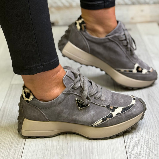 Kate Appleby - ‘Berk' Grey/Leopard Print Combo Trainer