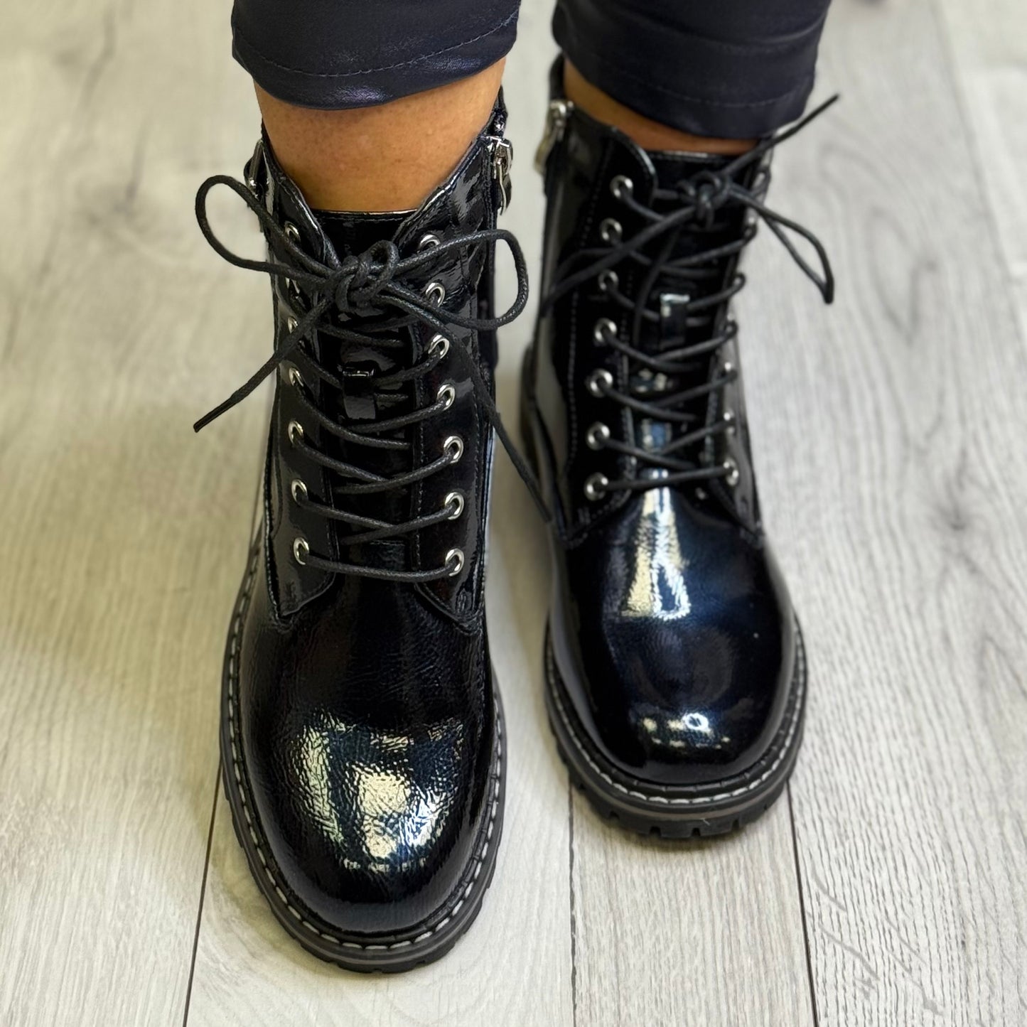 Lunar - 'Parlour' Navy Patent Boot