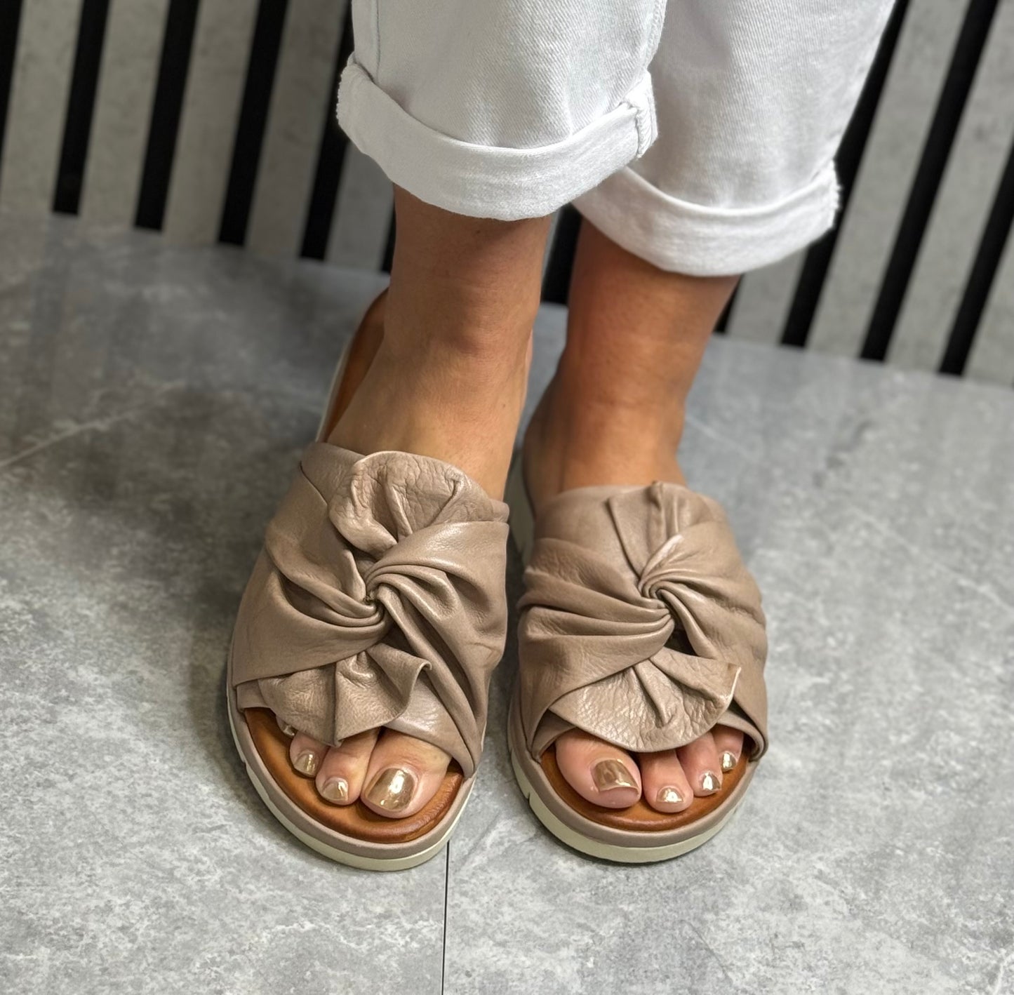 Modella - ‘Isla' Mushroom Leather Sandal