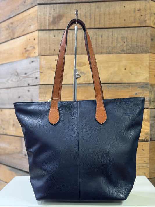 hannah k - 'Fiona' Navy Faux Leather Shopper Bag