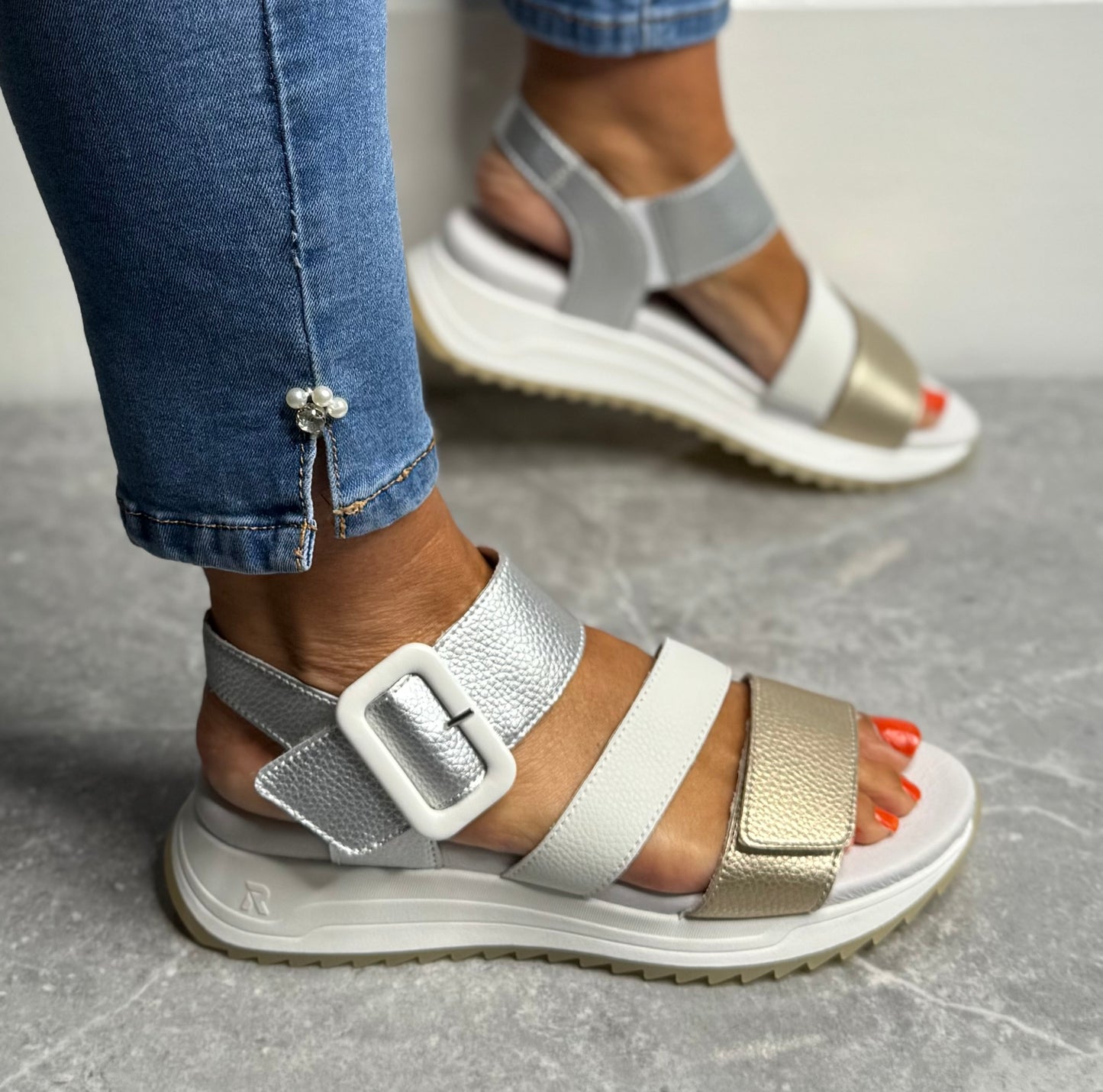 Rieker - Gold Combo Leather Sandal