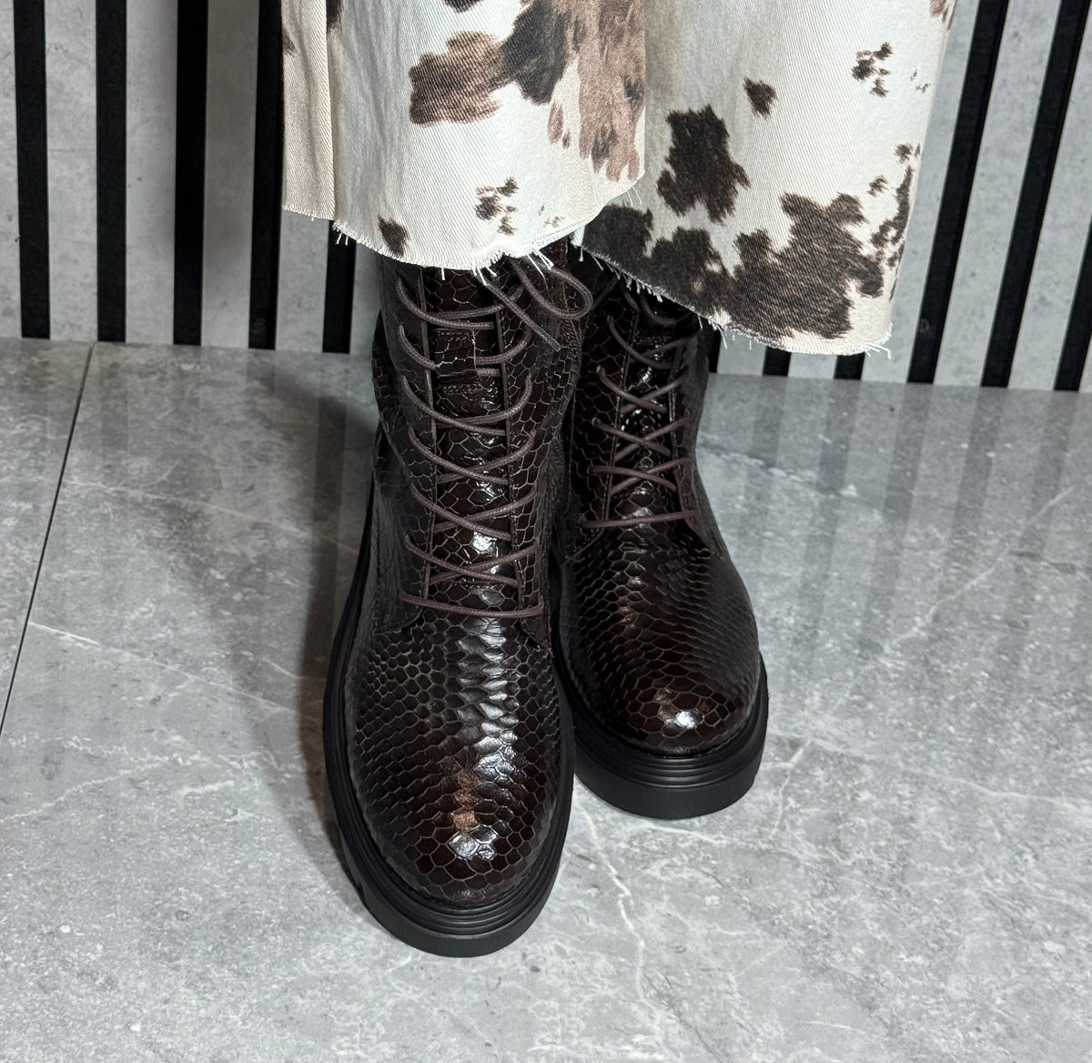 Wonders - A-4313 Dark Brown Detailed Leather Boot