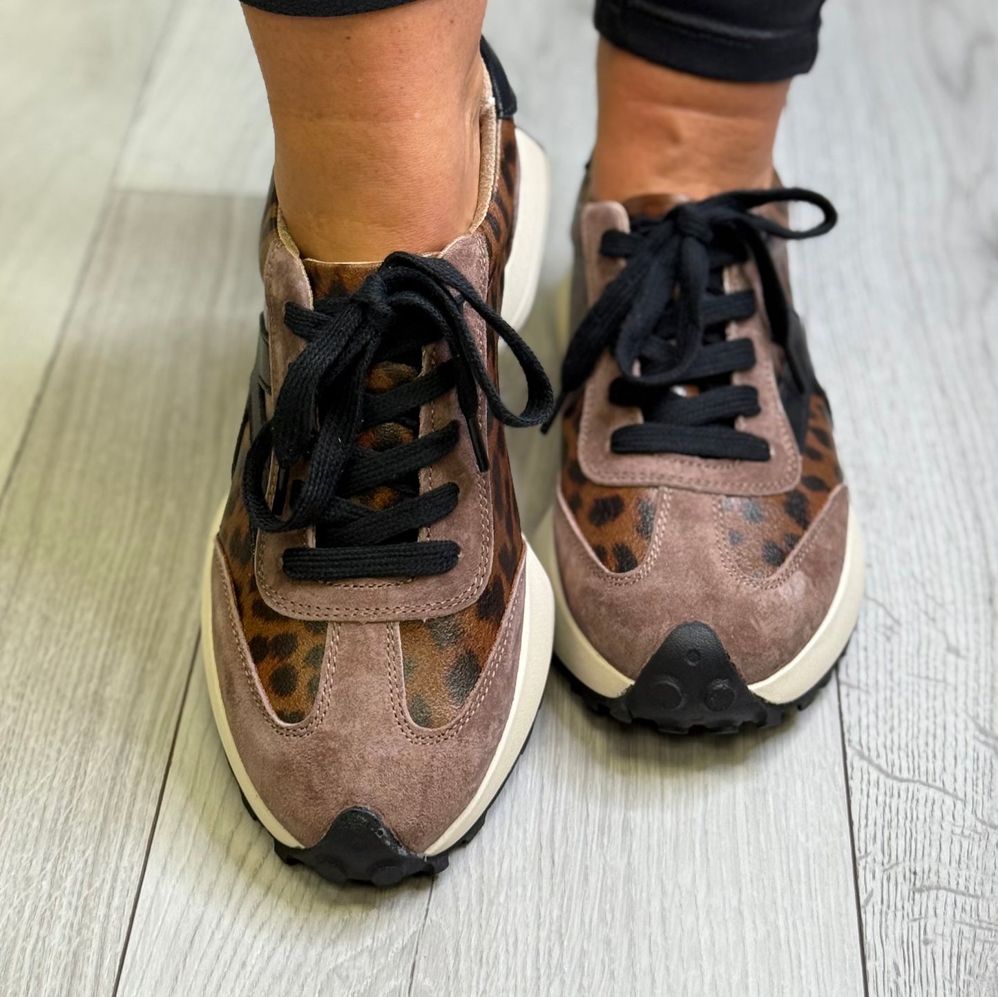 Kate Appleby - ‘Clement' Taupe/Animal Print Combo Trainer