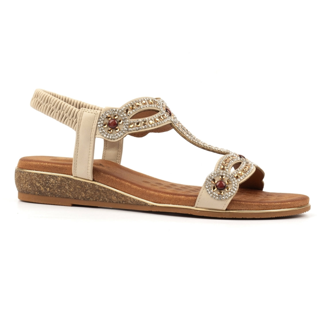 Lunar - 'Indigo' Beige Wide Fit Sandal