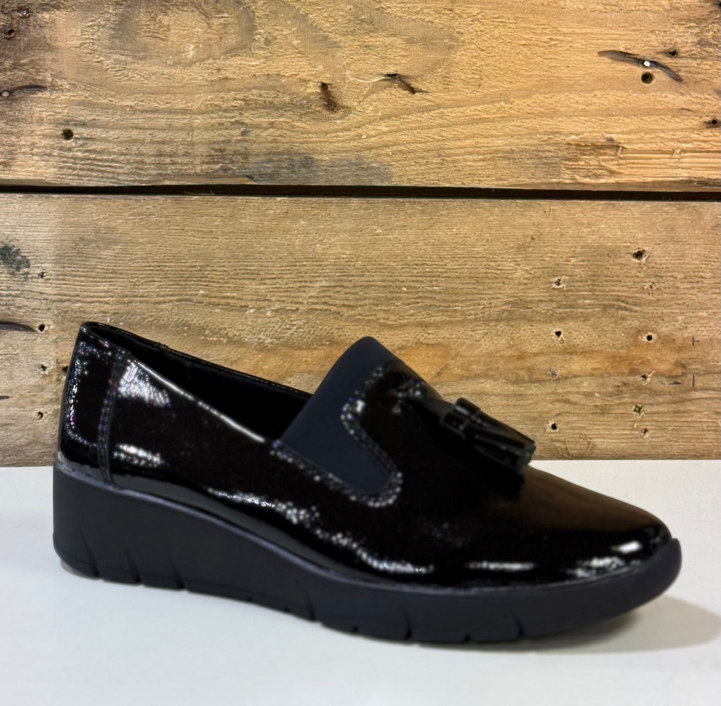 Jana - Black Patent Tassel Loafer