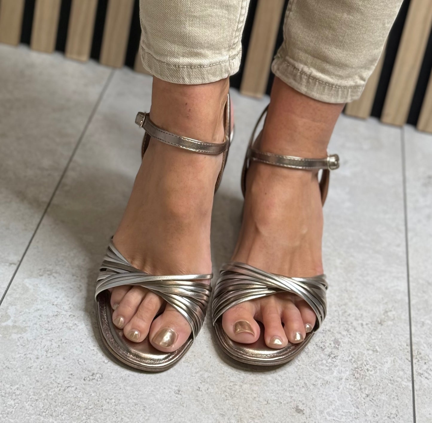Tamaris - Bronze Combo Block Heel Sandal