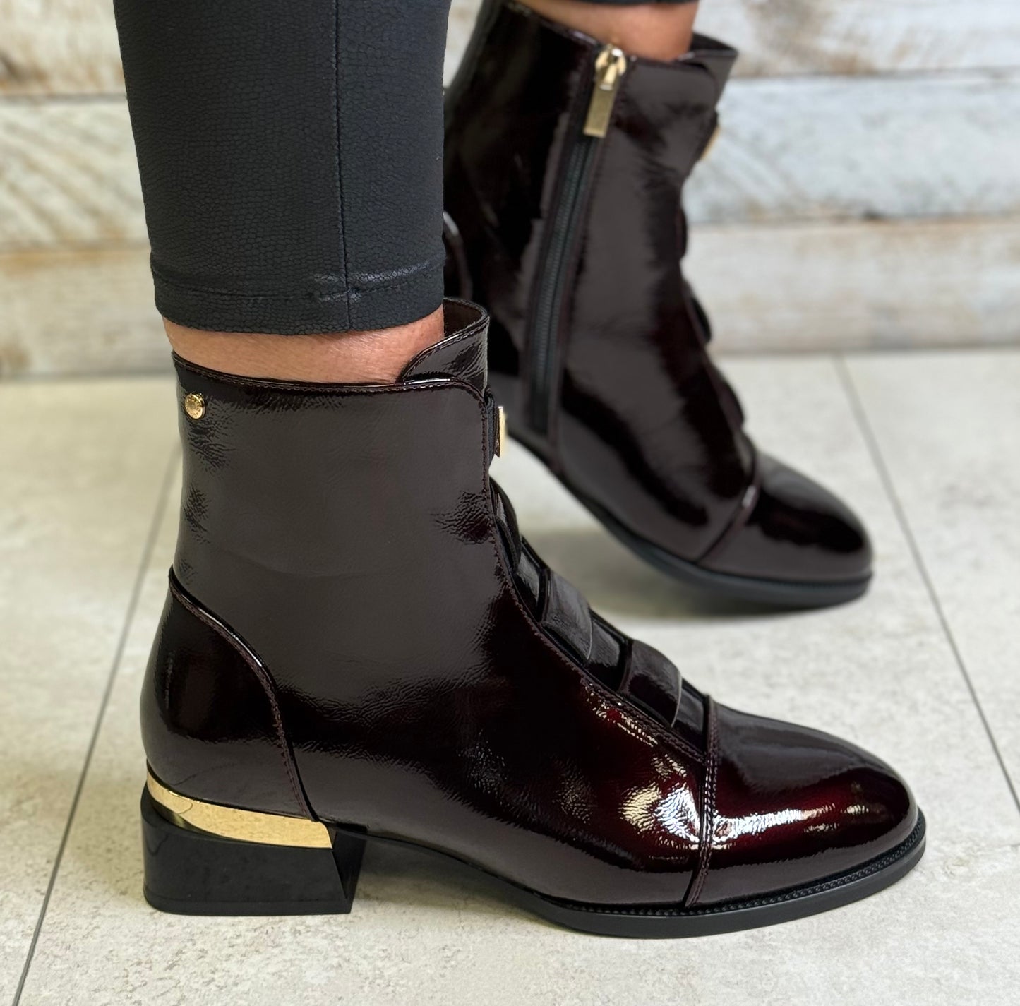 Patrizio Como - 'Lierganes' Maroon Patent Ankle Boot