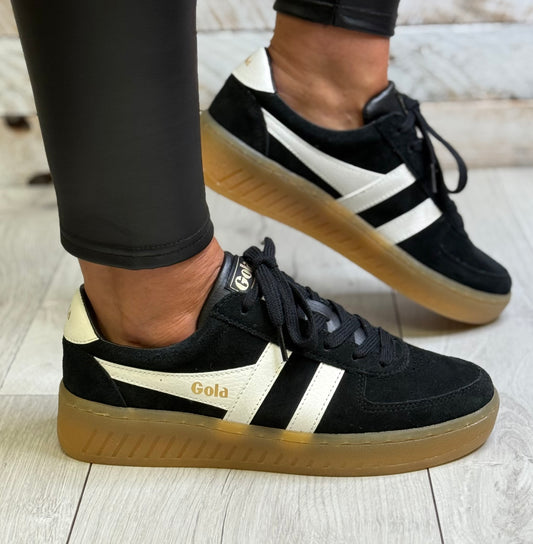 Gola - ‘Grandslam' Black/Off White Gum Sole Trainer