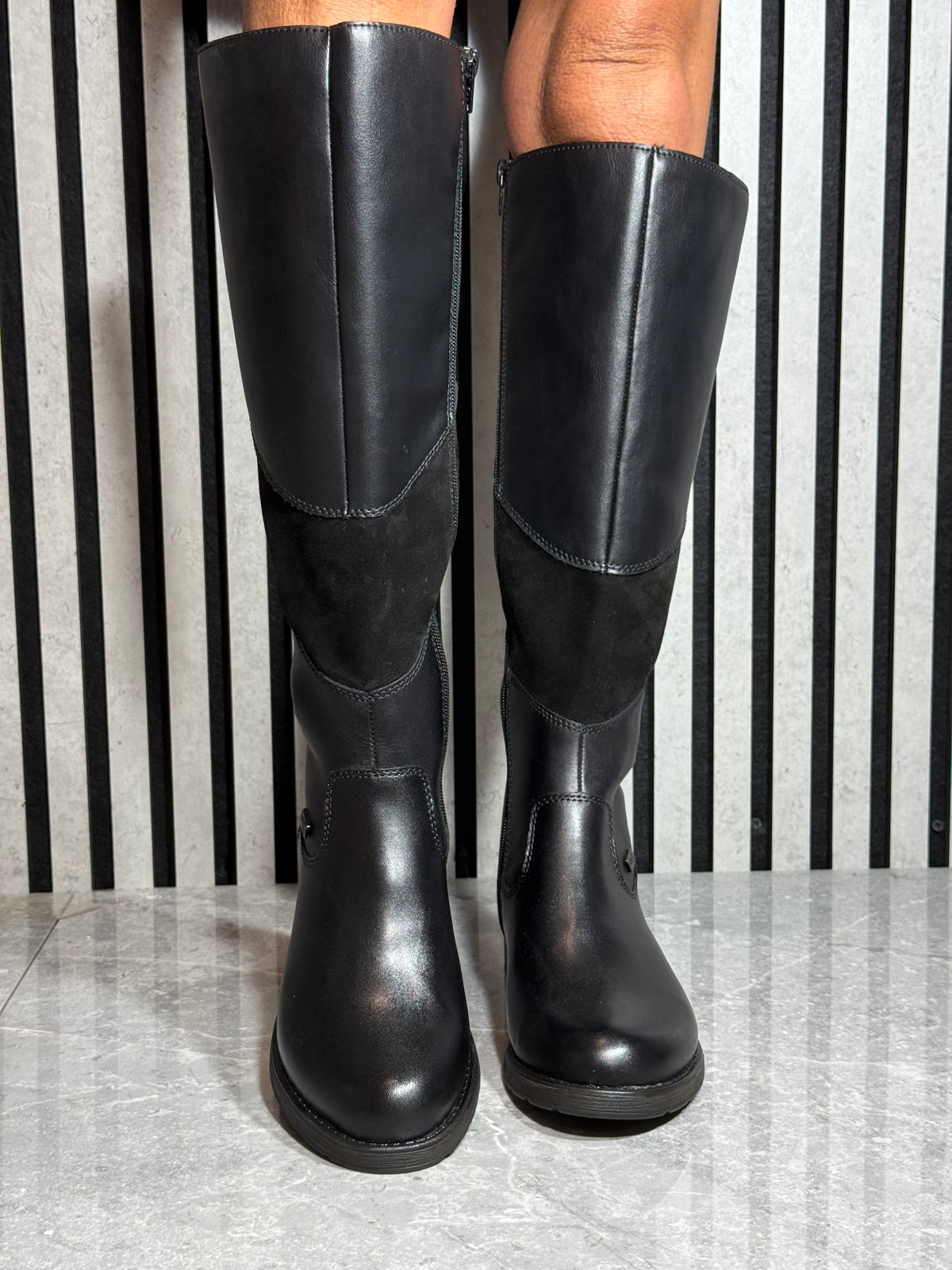 Rieker - Black 'Tex' Long Leather Boot