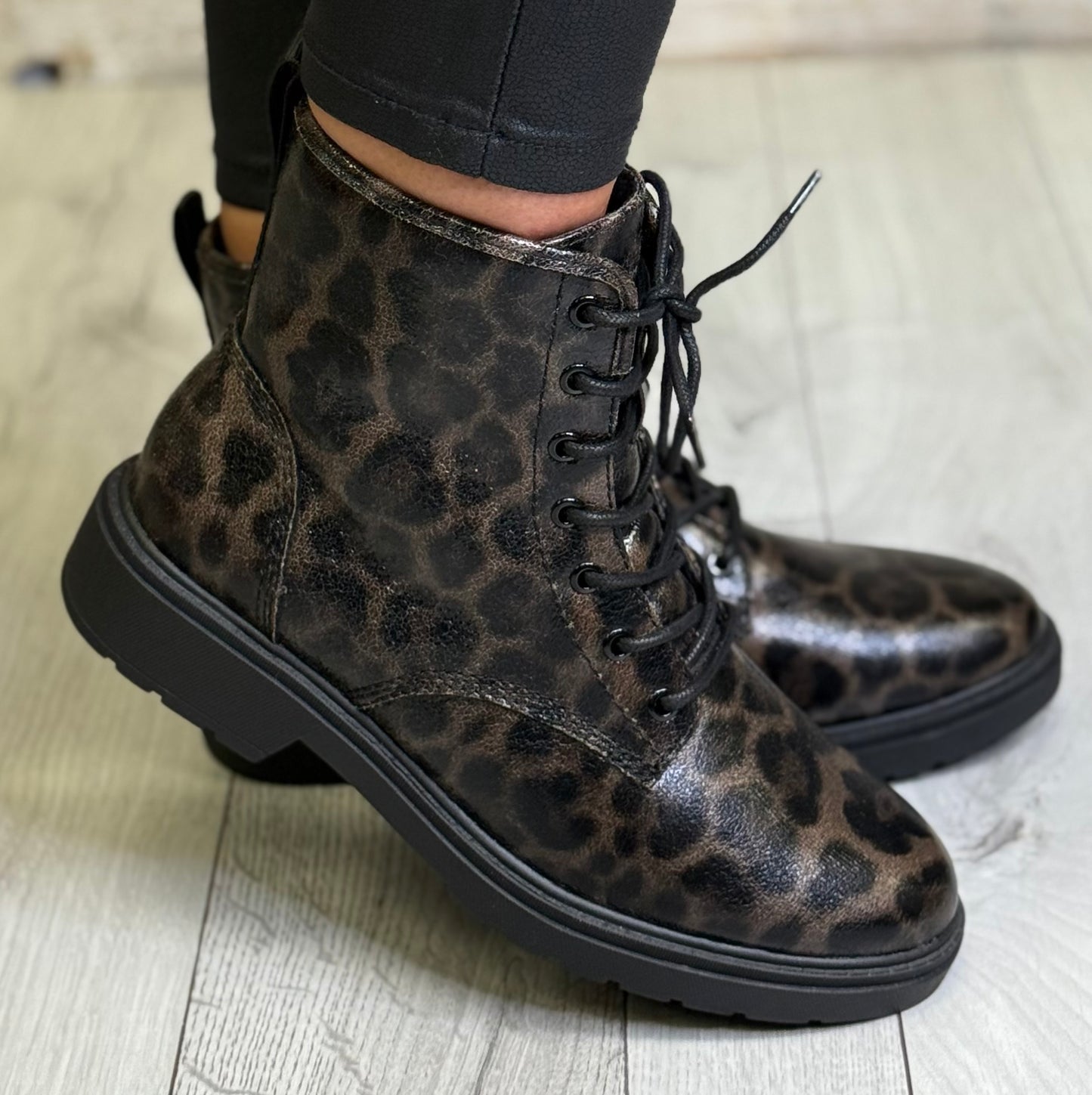 Jana - Leopard Print Laced Boot