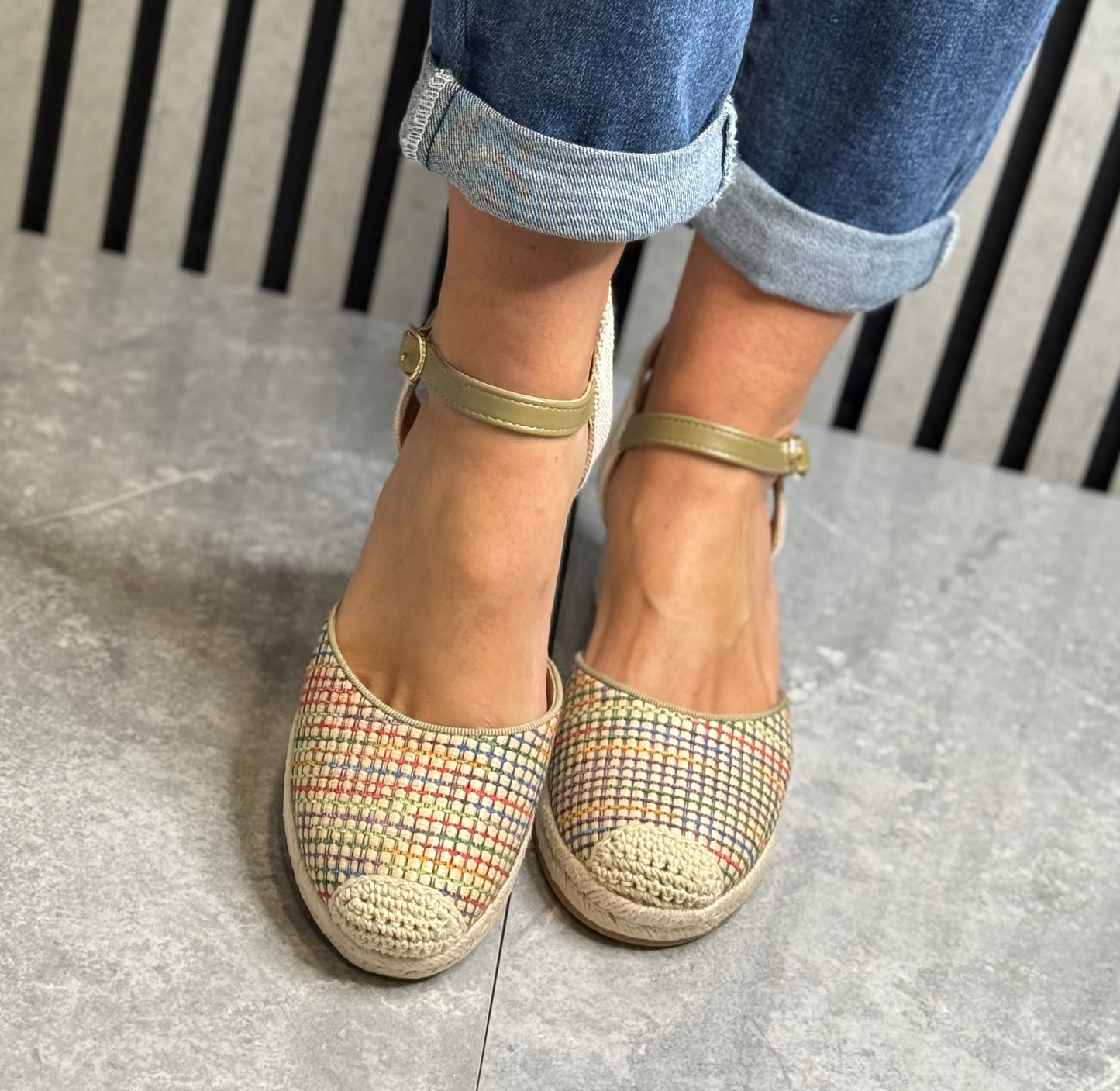 Lunar - 'Goji’ Khaki Mix Espadrille Wedge Sandal