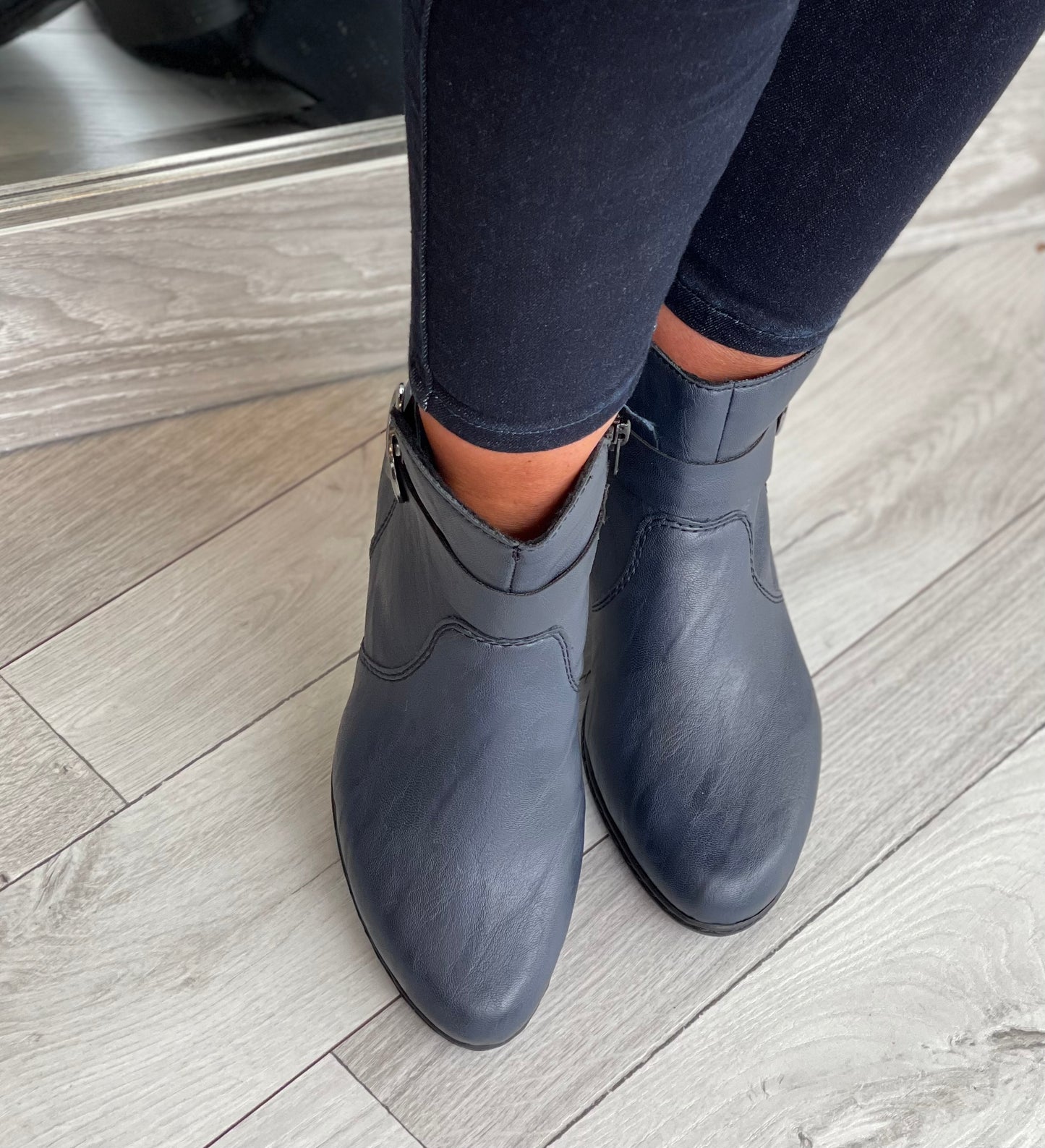 Rieker - Navy Strap Detail Leather Boot