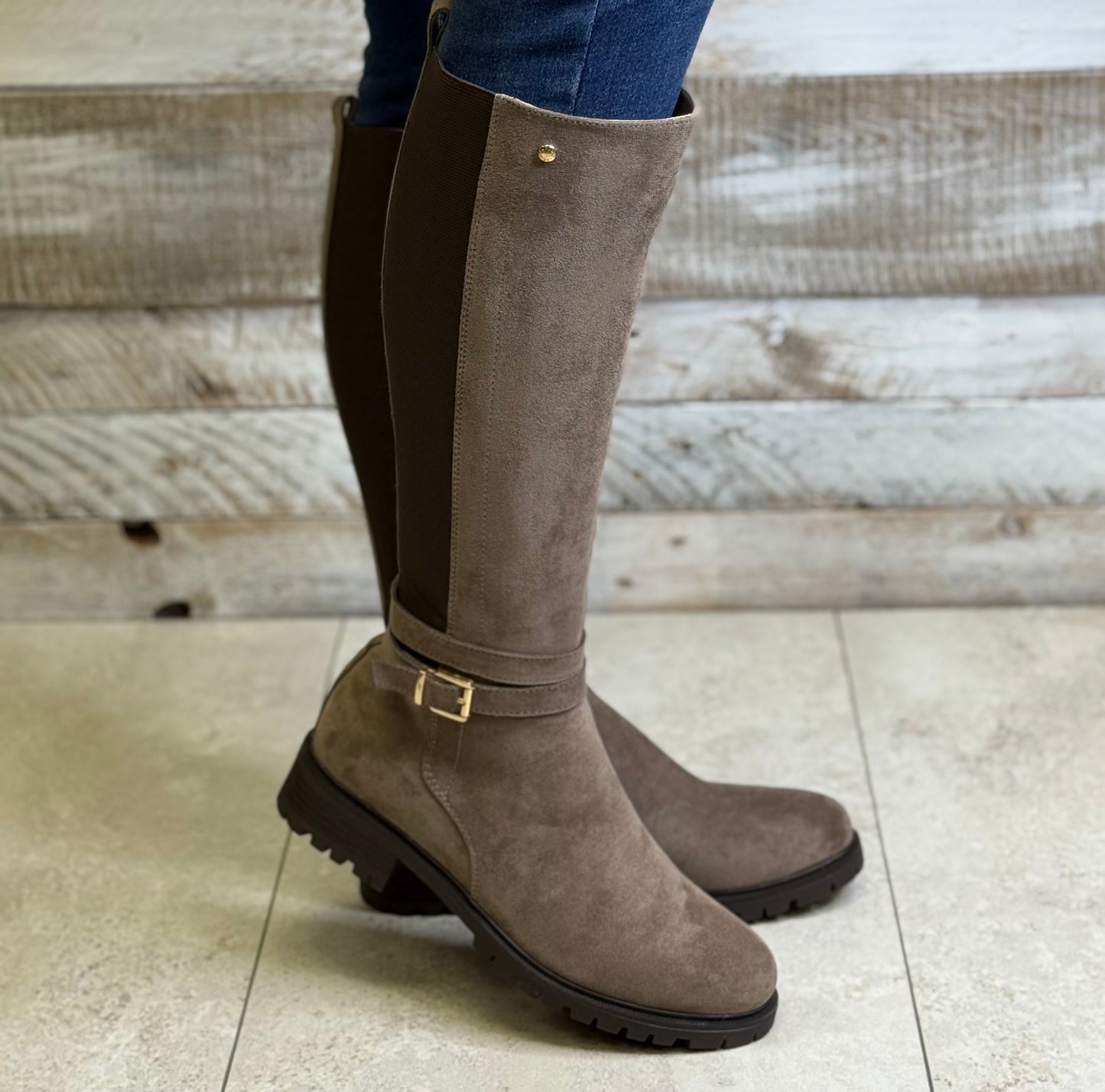 Patrizio Como - 'Catanzara' Taupe Gusset Long Boot