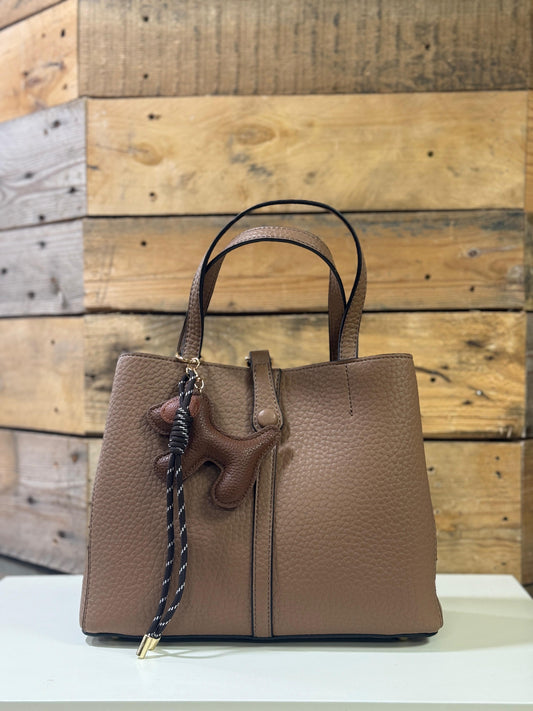 hannah k - 'Isla' Taupe Dog Detail Handbag