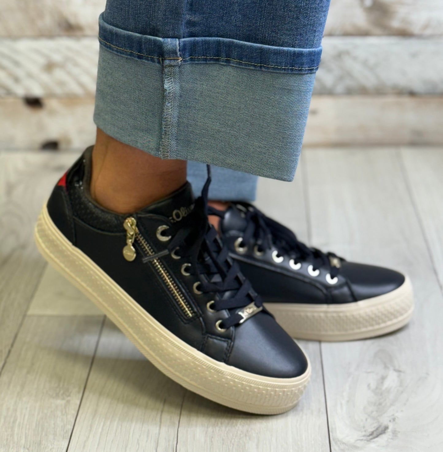 S Oliver - Dark Navy Side Zip Trainer