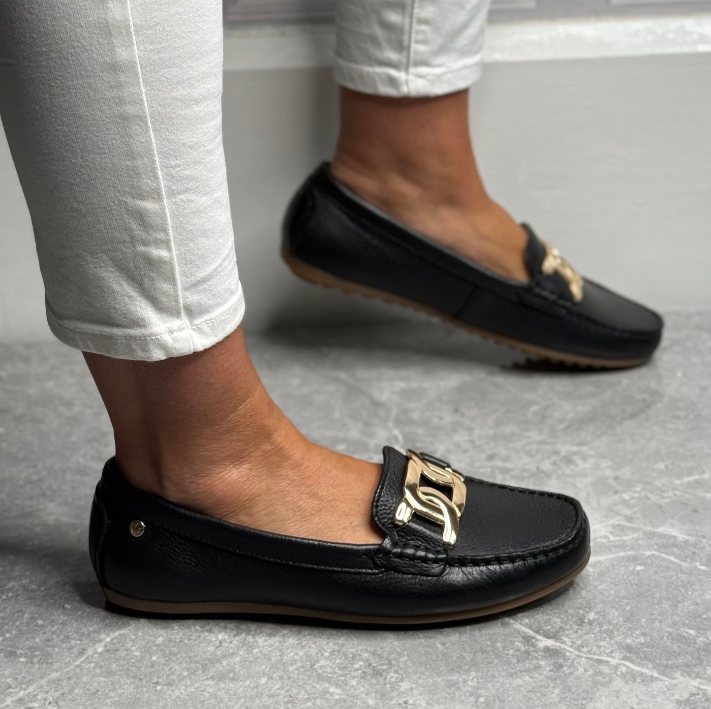 Lotus - 'Martino' Black Leather Loafer