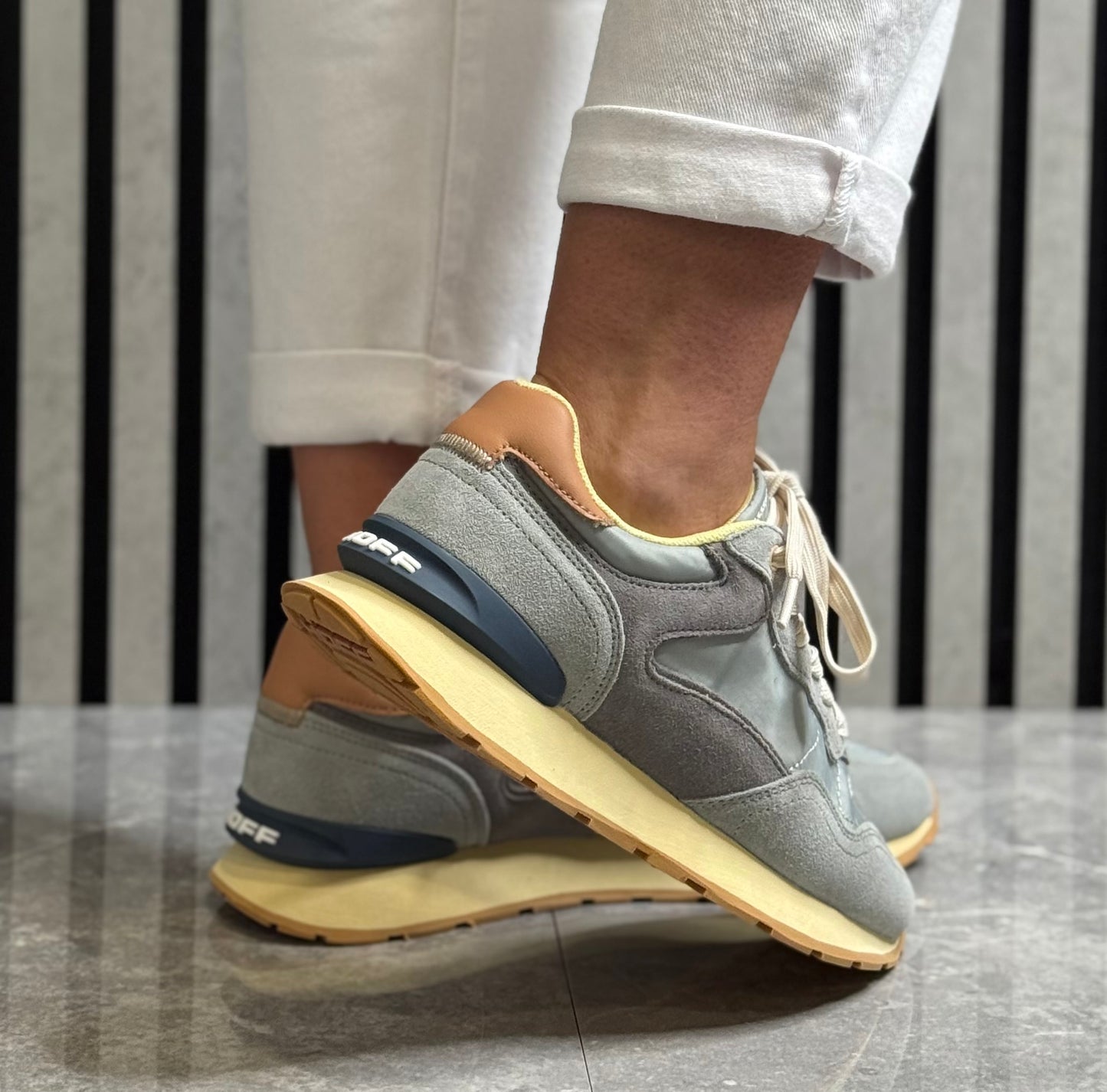 Hoff - 'City' Light Blue Retro Leather Trainer