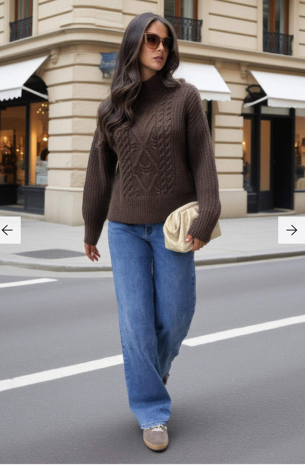 AX Paris - Chocolate Mock Neck Cable Knit Jumper