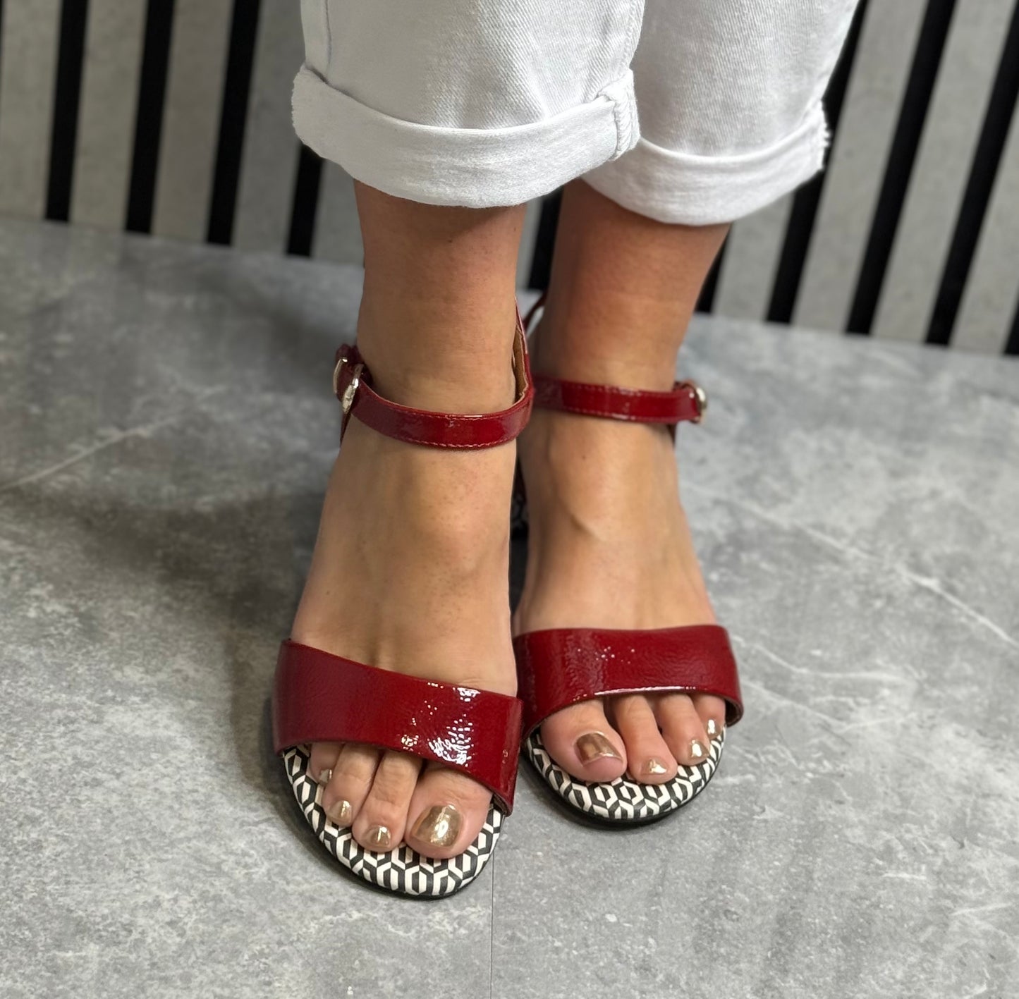 Tamaris - Red Combo Block Heel Sandal