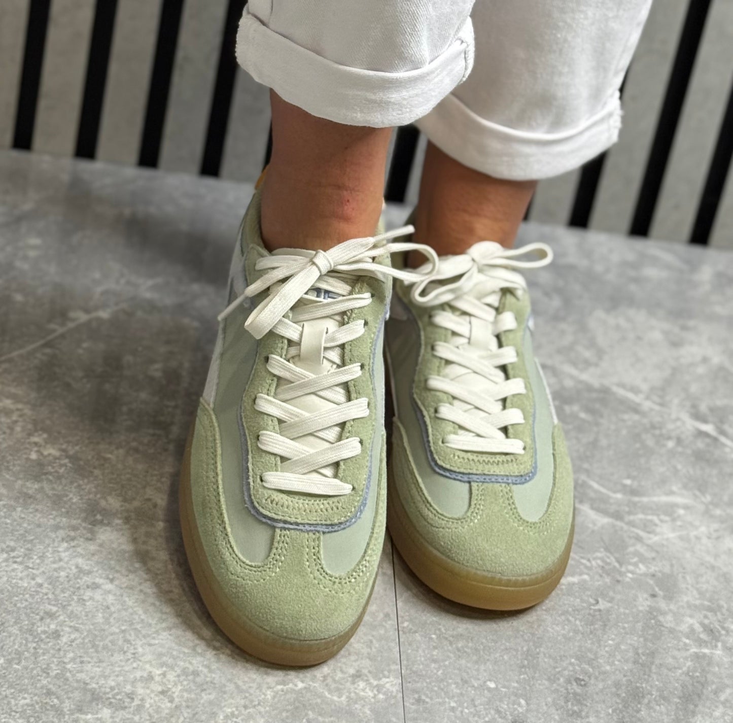 Hoff - 'Park' Sage Green Leather Trainer