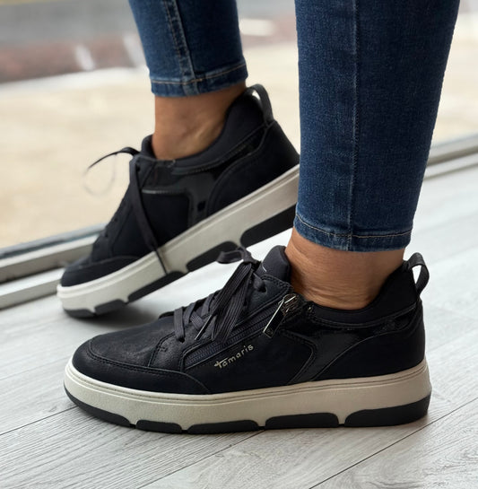 Tamaris - Dark Navy Side Zip Trainer