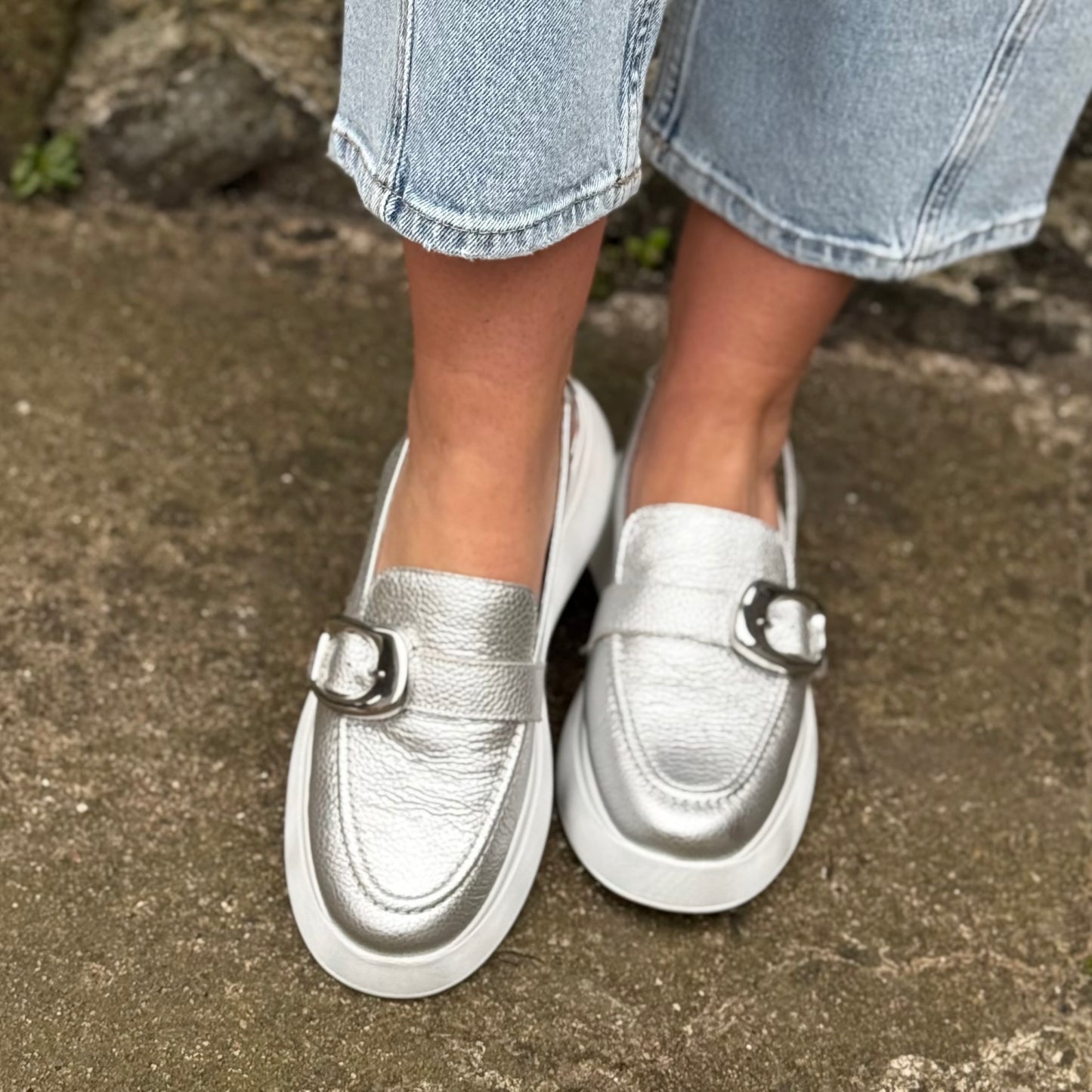 Wonders - A-3624 Max Plata Metallic Slingback Loafer