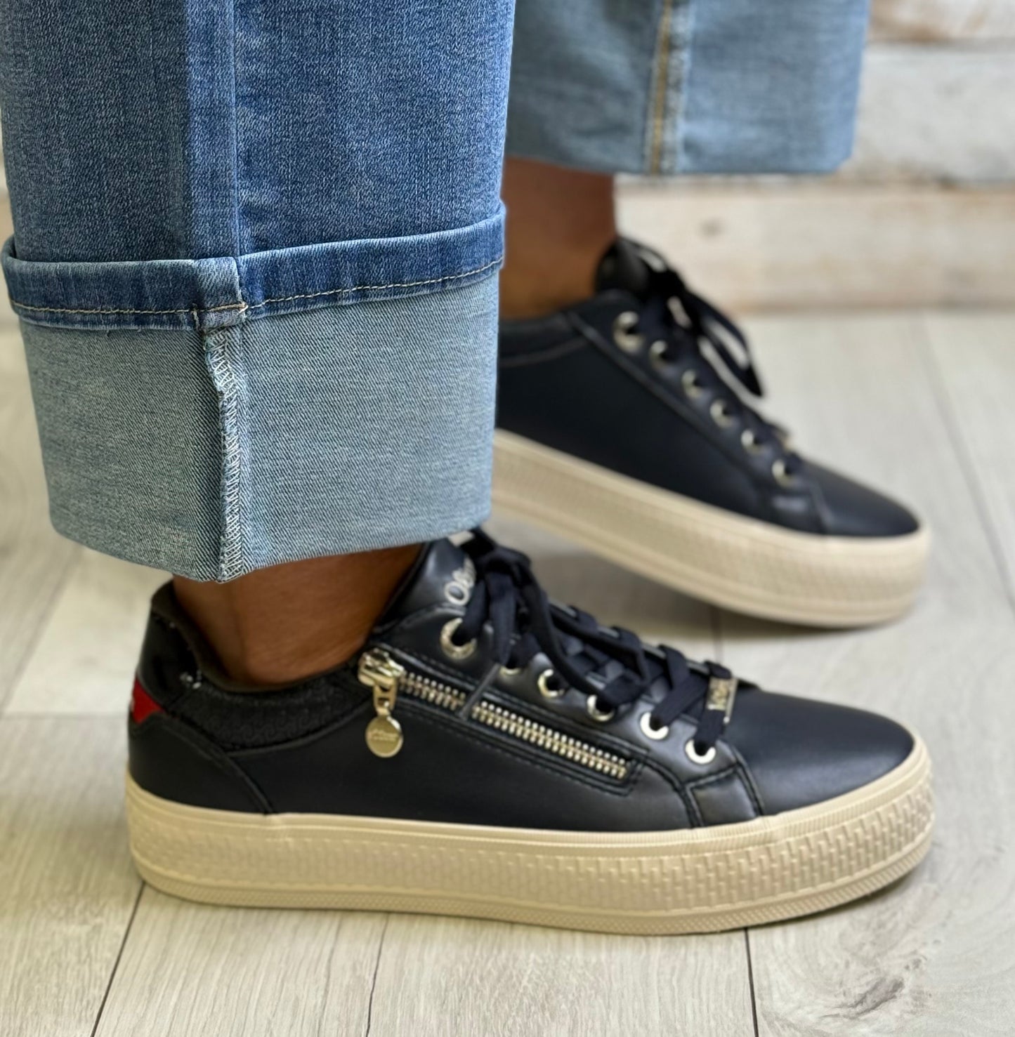 S Oliver - Dark Navy Side Zip Trainer