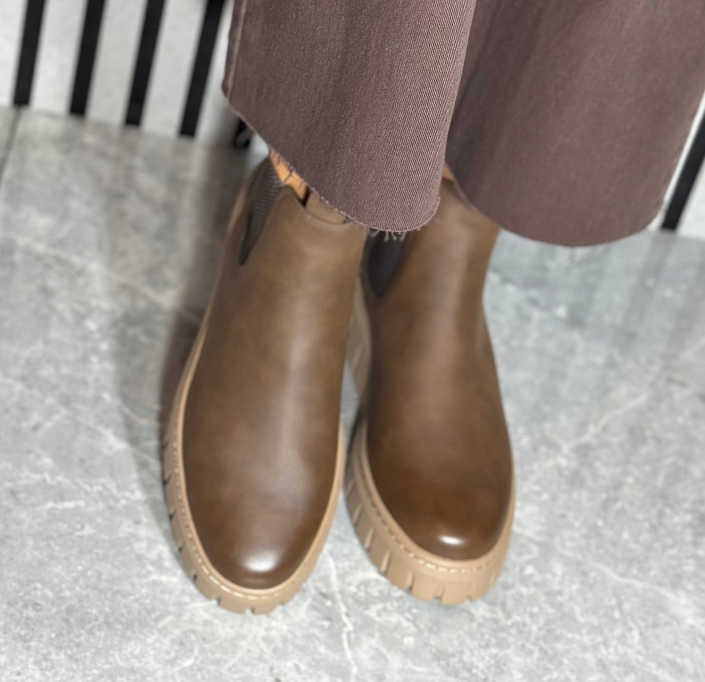 Marco Tozzi - Chocolate Brown Platform Chelsea Boot