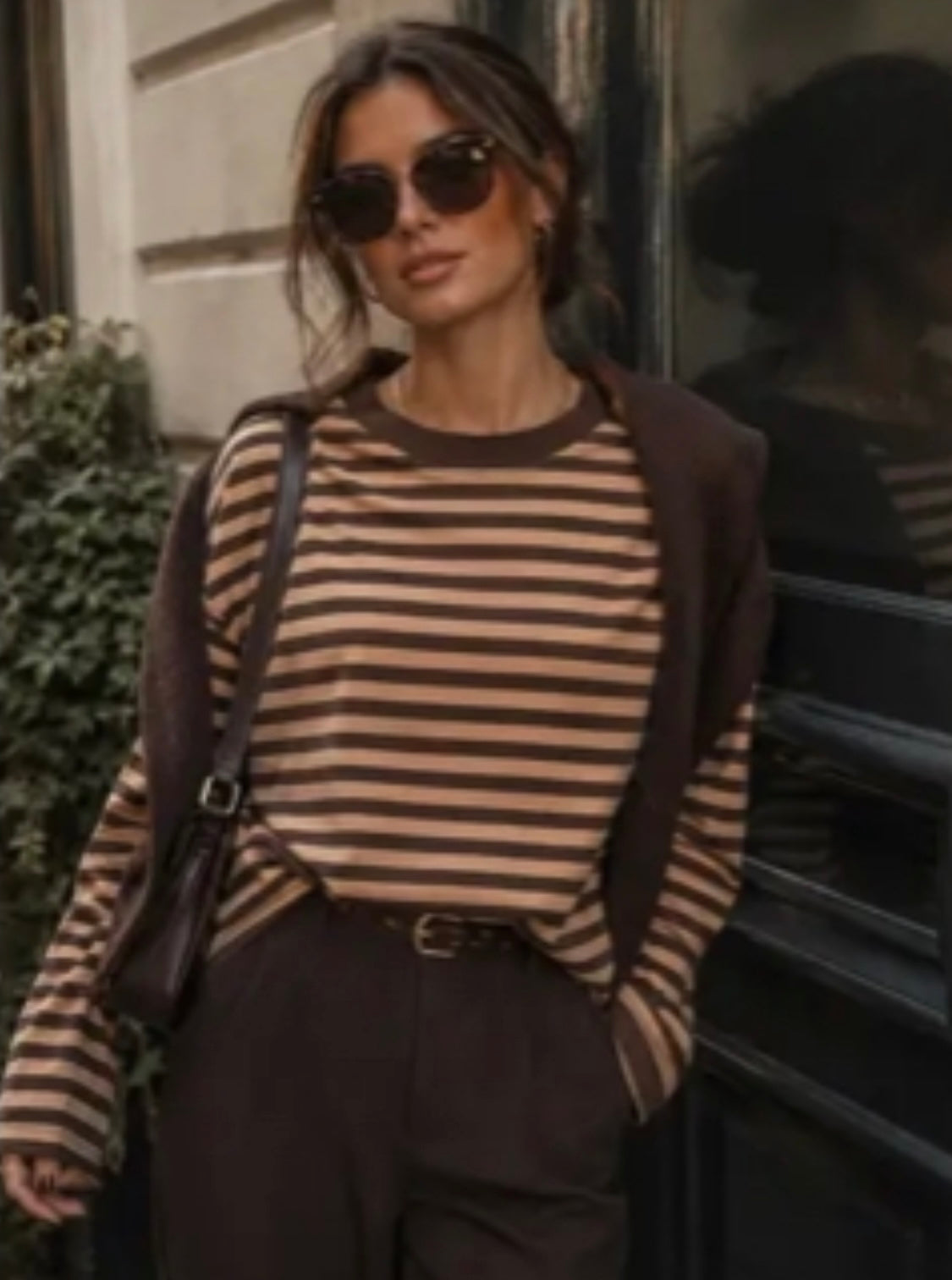 Brown/Apricot Stripe L/S Tee